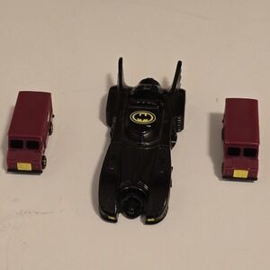 Vintage DC‎ 1989 ERTL Batman Micro Size Batmobile Joker Vans + Batmobile READ